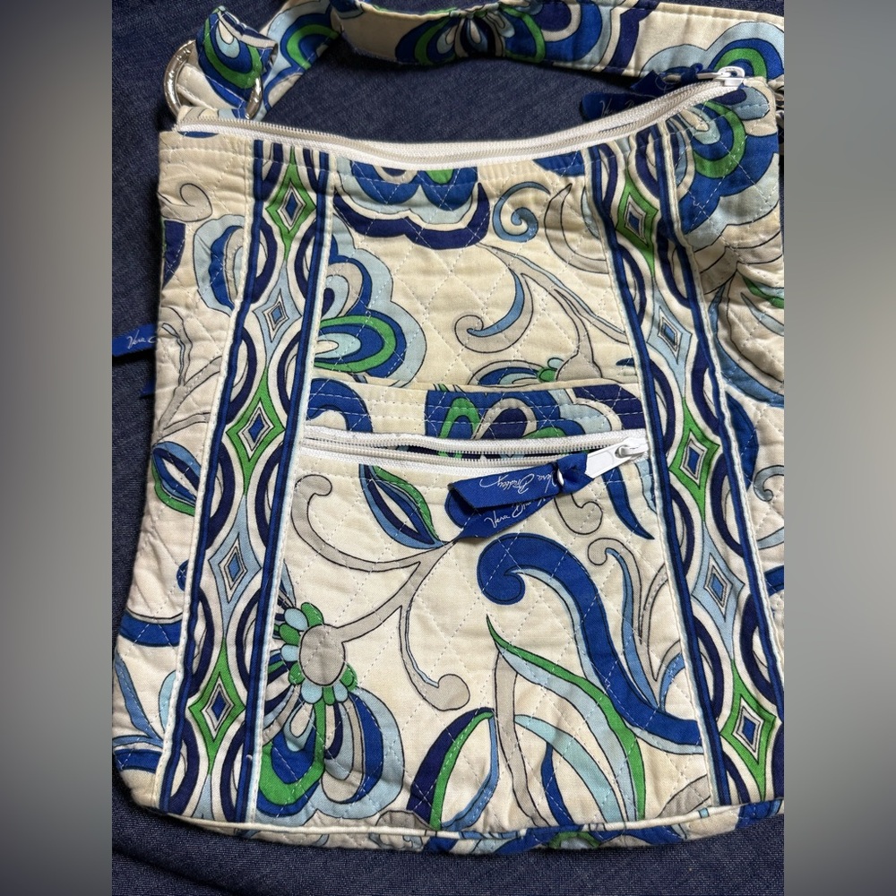 Vera Bradley Mediterranean Blue and Green Quilted Crossbody Bag